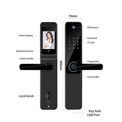 S802Pro HD Camera Inteligente Tuya Biometric Fingerprint IC Card Key Smart Home Door Lock With WiFi Connectivity