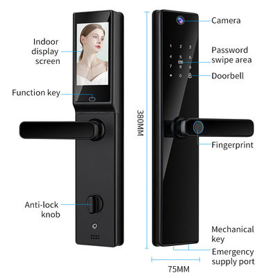 Qleung S819-2Max Tuya WiFi Fingerprint Card Key Code Smart Door Lock With Video Calling