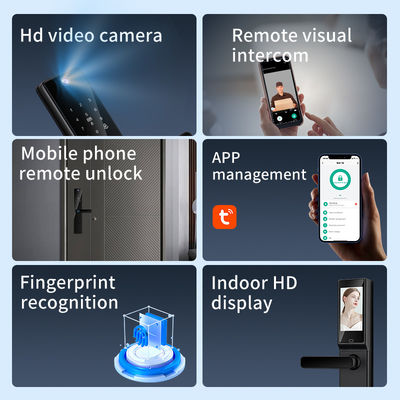 Qleung S819-2Max Tuya WiFi Fingerprint Card Key Code Smart Door Lock With Video Calling
