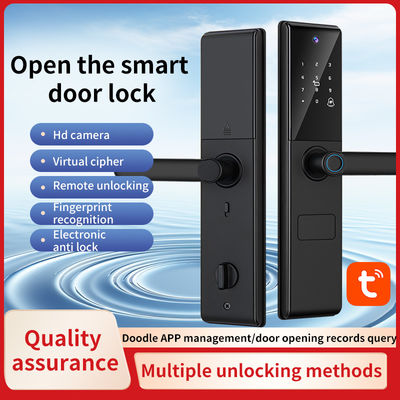 Qleung S829max Tuya Wifi APP Remote Control Camera Fingerprint Password Card Key Smart Door Lock For Home Hotel Office