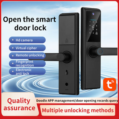Qleung Tuya Wifi APP Smart Door Knob Remote Control Fingerprint Code Card Key S821Max Home With Camera