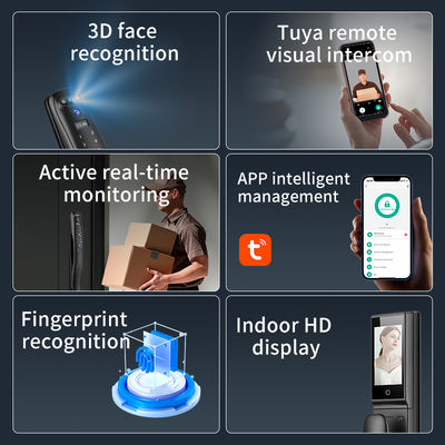 QLEUNG 3D Face Recognition Door Lock Fingerprint Card Code Access Tuya Active Video Calling WiFi Access Control Digital Lock