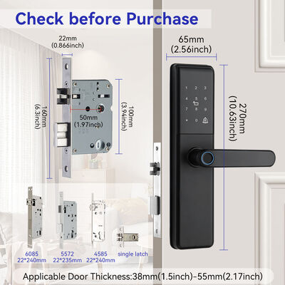 QLEUNG S851 Handle Fingerprint Tuya Smart Home Door Lock Tuya Door Lock Password Card Key Unlocking