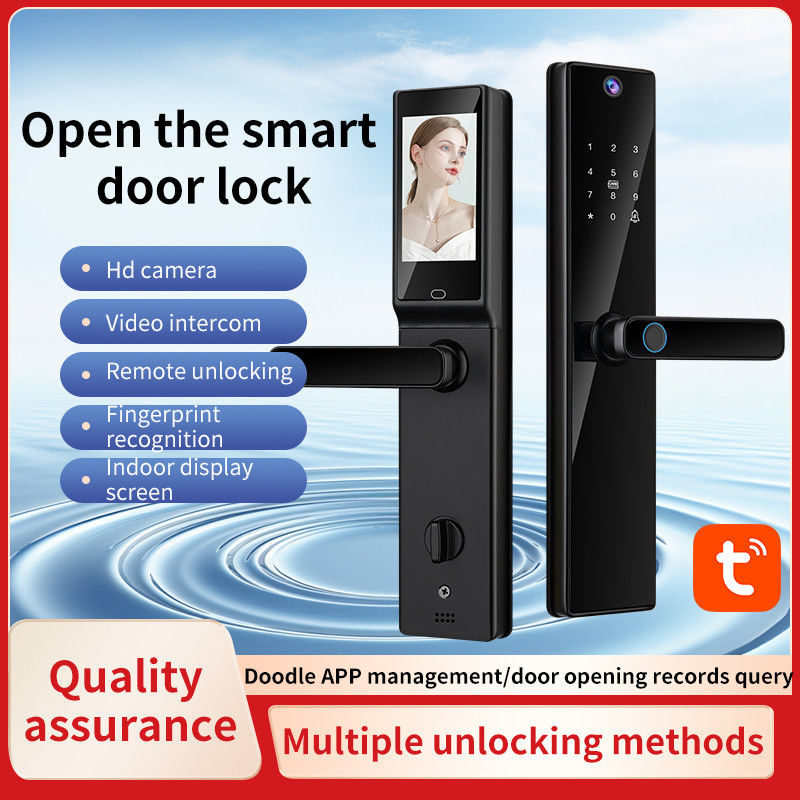 Qleung S819-2Max Tuya WiFi Fingerprint Card Key Code Smart Door Lock With Video Calling