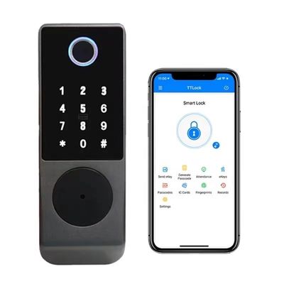 IP65 टी लॉक ब्लूटूथ नियंत्रित दरवाजा लॉक बायोमेट्रिक फिंगरप्रिंट