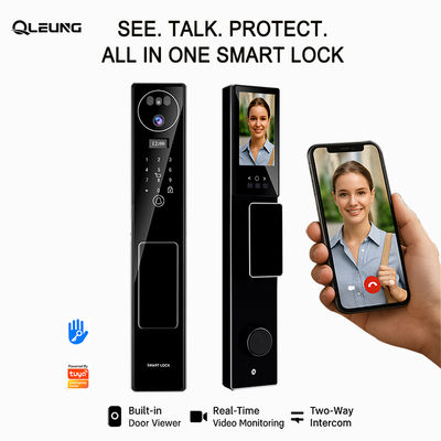 थ्रीडी फेस रिकग्निशन Tuya APP इंटरकॉम कैमरा बायोमेट्रिक फिंगरप्रिंट स्मार्ट लॉक फॉर होम